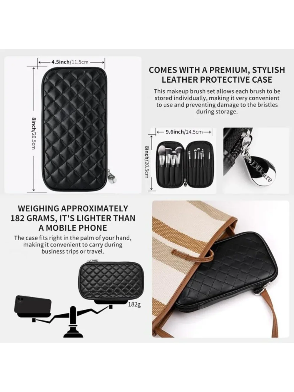 10-Piece Travel Makeup Brush Set with Bag | Premium Synthetic Kabuki & Blending
